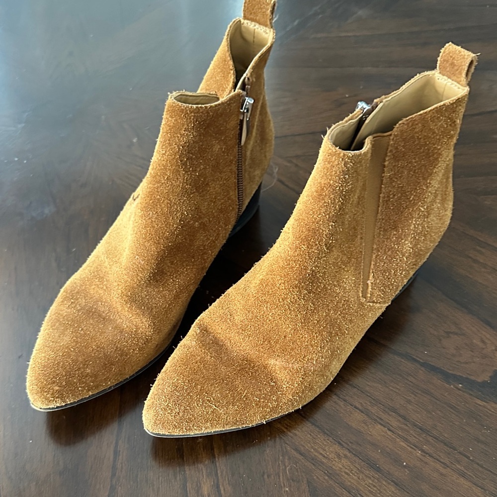 Franco Sarto Tan Suede Ankle Boots